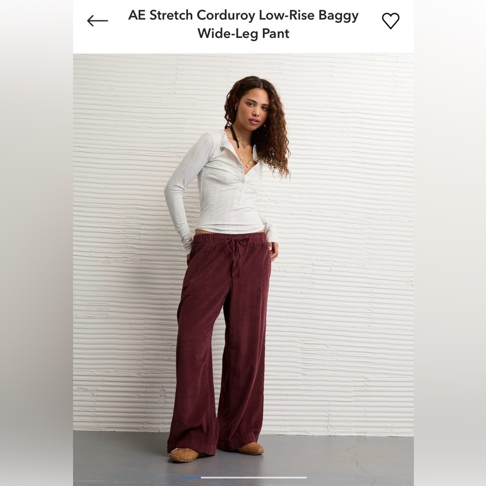 American Eagle Stretch Corduroy Low-Rise Baggy Wide-Leg Pant